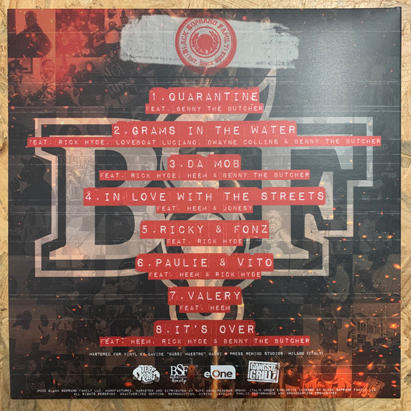 Image of Back Cover of 2924363E: LP - BENNY THE BUTCHER, DJ DRAMA, The Respected Sopranos (Tuff Kong Records; TKR165, Italy 2021, Picture Sleeve)   EX/VG+