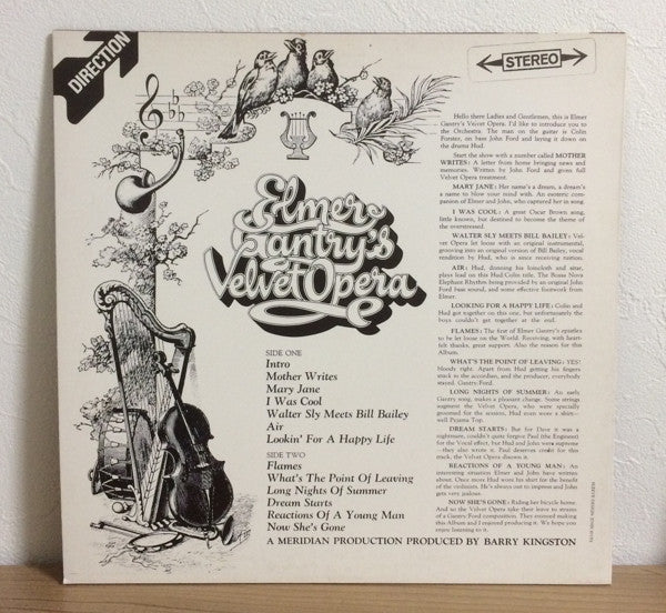 Image of Back Cover of 2924401E: LP - ELMER GANTRY'S VELVET OPERA, Elmer Gantry's Velvet Opera (Direction; 8-63300, UK , Probably unofficial)   VG/VG