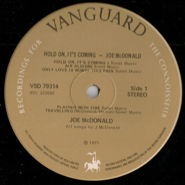 Image of Label Cover of 3044070S: LP - COUNTRY JOE MCDONALD, Hold On, It's Coming (Vanguard; VSD 79314, UK 1971) Writing on back of sleeve  VG/VG+