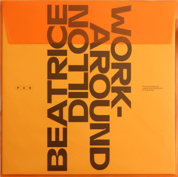 Image of Back Cover of 4544135S: LP - BEATRICE DILLON, Workaround (Pan; PAN106, Germany 2020, Inner, Orange outer PVC sleeve) Light marks only.  VG+/VG