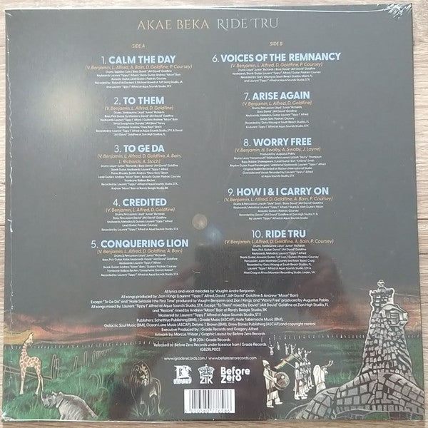 Image of Back Cover of 3044104S: LP - AKAE BEKA, Ride Tru (Before Zero Records; IGBZRLP003, UK 2022) VG++  VG+/VG+