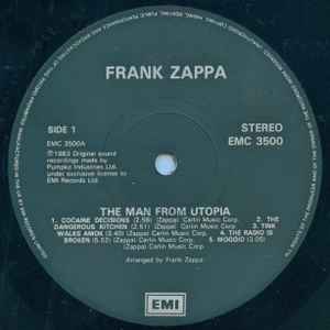 Image of Label Cover of 3044120S: LP - ZAPPA, The Man From Utopia (EMI; EMC 3500, UK 1986 Reissue, Inner) Light scratches on side 2  VG+/G+