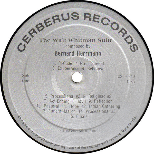 Image of Label Cover of 2924190E: LP - BERNARD HERRMANN, Music For Radio And Television (Cerberus Records; CST-0210, US 1986, Textured Sleeve)   VG+/VG+