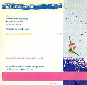 Image of Back Cover of 3024189E: 7" - THE REVOLVING PAINT DREAM, Flowers In The Sky / In The Afternoon (Creation Records ; CRE 002, UK 1984, Fold Over Sleeve)   EX/VG+