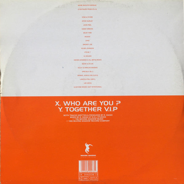 Image of Back Cover of 12" - G/G+ - OMNI TRIO, Volume 7 - Beyond The Fundamental (Moving Shadow; SHADOW 73, UK 1995, Picture Sleeve), Extensively scuffed and scratched, red marker on label. Sleeve held together with tape.,  - 3816206C