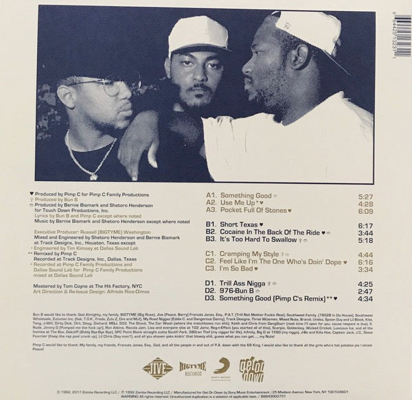 Image of Back Cover of 3014396C: 2xLP - UGK, Too Hard To Swallow (Get On Down; GET 51323-LP, US 2017 Reissue, Clear Vinyl)   NEW/NEW