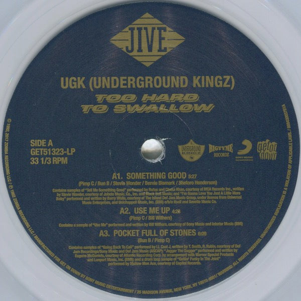 Image of Label of 3014396C: 2xLP - UGK, Too Hard To Swallow (Get On Down; GET 51323-LP, US 2017 Reissue, Clear Vinyl)   NEW/NEW