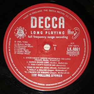 Image of Label Cover of LP - VG/G+ - THE ROLLING STONES, No. 2 (Decca Red Unboxed; LK 4661, UK 1965, Non Flipback James Upton Sleeve, First mono pressing, red/silver grooved labels with large unboxed Decca logos, Made In England, The Decca Record Co Ltd at Top of Label. Rights Boxes Righ of Spindle Hole), ,  - 0726359E