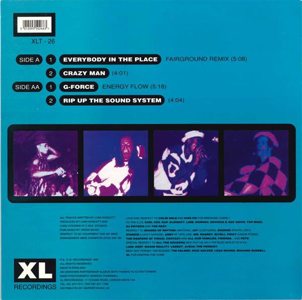 Image of Back Cover of 12" EP - G+/G+ - THE PRODIGY, Everybody In The Place (XL Recordings; XLT - 26, UK 1992, Picture Sleeve), WOL, WOS. Light marks only, just lots of them.,  - 2426069E