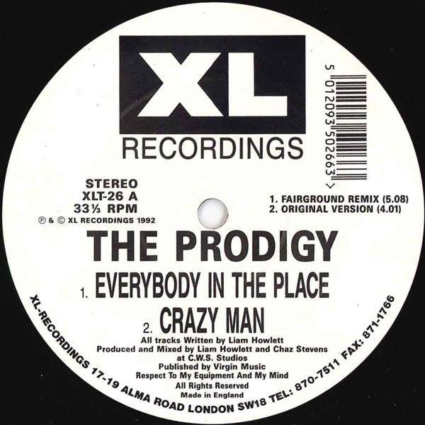 Image of Label Cover of 12" EP - G+/G+ - THE PRODIGY, Everybody In The Place (XL Recordings; XLT - 26, UK 1992, Picture Sleeve), WOL, WOS. Light marks only, just lots of them.,  - 2426069E