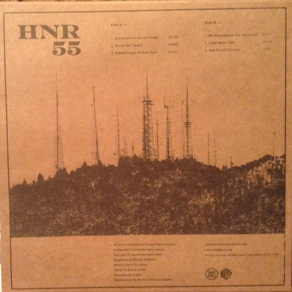 Image of Back Cover of 3044296S: 10" - CONTACT FIELD ORCHESTRA, Mapping The Futures Gone By (Hit+Run; HNR55, US 2015, Textured Sleeve, Green/Black Splatter Vinyl, Limited Edition) Strong VG+, closer to EX.  VG+/VG+