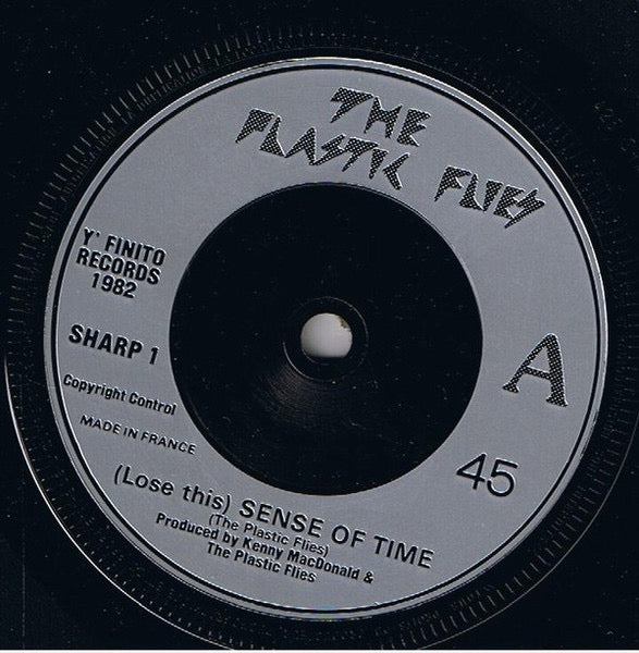 Image of Label Cover of 3014488C: LP - THE PLASTIC FLIES, Sense Of Time (Y'Finito Records; SHARP 1, UK 1982, Picture Sleeve, Insert) Sleeve intact but stained and worn.  G+/VG