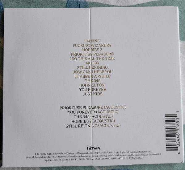 Image of Back Cover of 3014576C: CD - SELF ESTEEM, Prioritise Pleasure (Fiction Records; FARTNOISE5D, UK & Ireland 2023 Reissue, Embossed Gatefold Sleeve, Booklet)   VG+/VG+