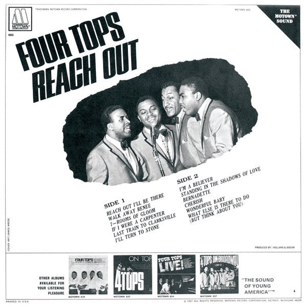 Image of Back Cover of 3014578C: CD - FOUR TOPS, Four Tops Reach Out (Motown; 0600753456095, France 2015 Reissue, Card Sleeve , Insert)   VG+/VG+