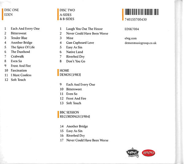 Image of Back Cover of 3034264E: 2xCD - EVERYTHING BUT THE GIRL, Eden (Edsel Records ; EDSK7004, UK 2012)   VG+/M