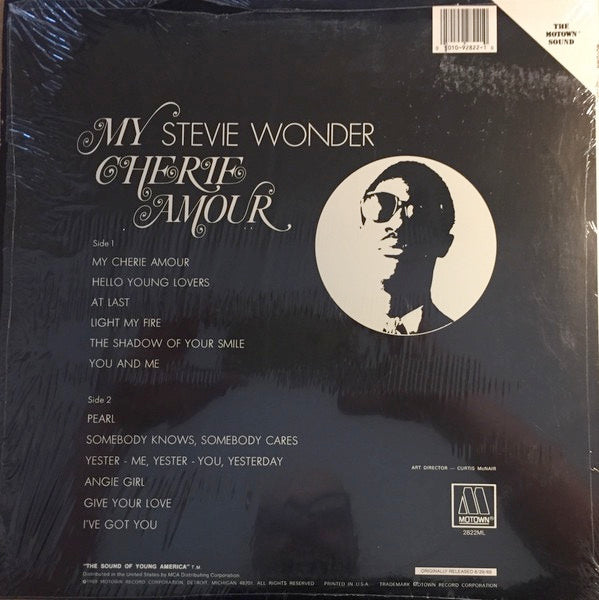 Image of Back Cover of 3014617C: LP - STEVIE WONDER, My Cherie Amour (Motown; 2822ML, US 1987 Reissue, Company Inner) Damage on front and rear sleeve. Split in inner  G+/VG+