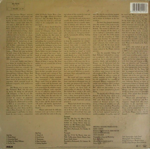 Image of Back Cover of 3024312E: LP - CHARLES MINGUS, Jazz Workshop (Savoy Jazz; WL70519, Europe 1984 Reissue)   VG/VG