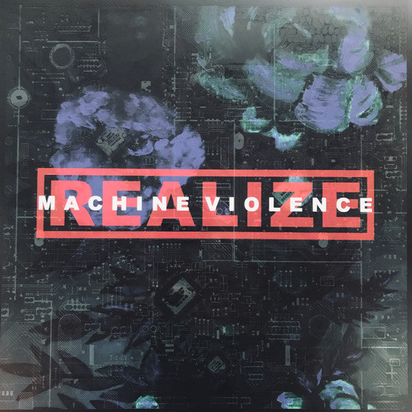 Image of Front Cover of 3024382E: LP - REALIZE, Machine Violence (Relapse Records; RR7469, US 2020, UV Spot Laque, Insert, Violet Neon w/ Neon Green, Cyan Blue and Blood Red Splatter)   VG+/VG+