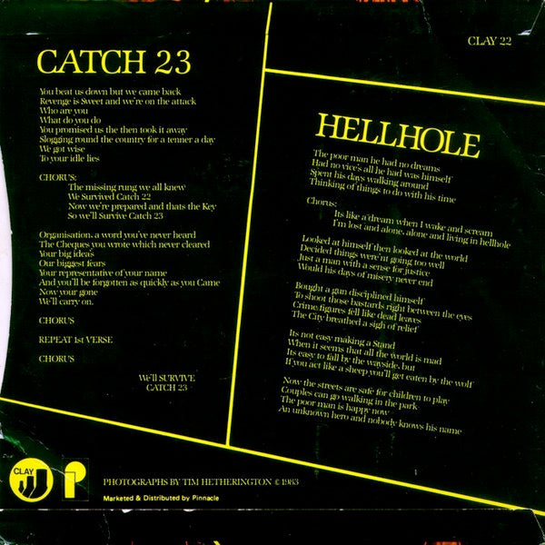 Image of Back Cover of 3114006C: 7" - CHARGED G.B.H, Catch 23 / Hellhole (Clay Records; CLAY 22, UK 1983, Picture Sleeve) Some hairlines  VG/VG