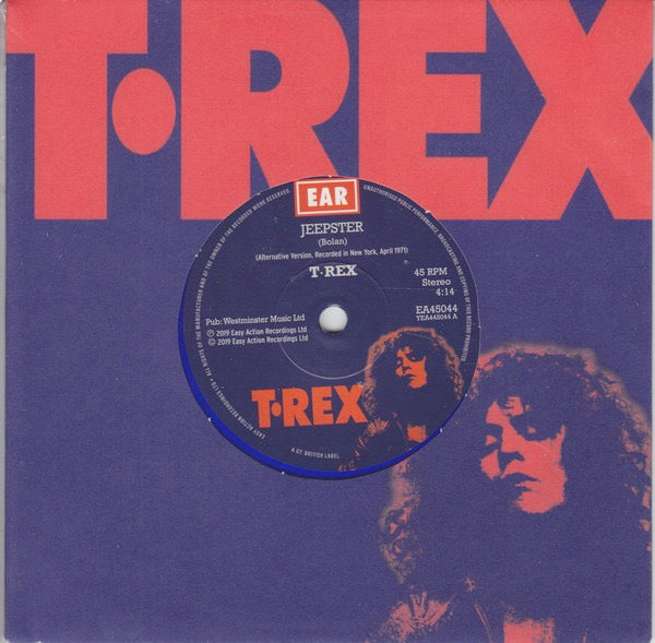 Image of Front Cover of 3114014C: 7" - T. REX, Jeepster (Easy Action; EA45044, UK 2019 Reissue, Limited Edition, Remastered, Blue Vinyl)   VG+/VG+