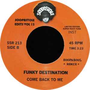 Image of Back Cover of 3114043C: 7" - FUNKY DESTINATION, Soopastole Edits Vol 13 (Soopastole; SSR213, UK 2019, Plain sleeve) Lightest of marks.  /VG+