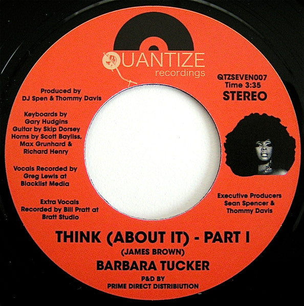 Image of Front Cover of 3114098C: 7" - BARBARA TUCKER, Think (About It) (Quantize Recordings; QTZSEVEN007, UK 2017, Plian sleeve) Light marks only.  /VG