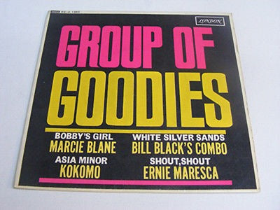 Image of Front Cover of 3815225C: 7" EP - VARIOUS, Group Of Goodies (London Records; RE-U 1393, UK 1963, Laminated Flipback Sleeve, Mono) Age related discolouring/staining, date stamped and track times written on rear of sleeve.  VG/VG