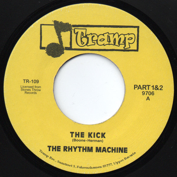 Image of Front Cover of 3124177E: 7" - THE RHYTHM MACHINE / SPIDER HARRISON, The Kick / Beautiful Day (Tramp Records; TR-109, Germany 2006 Reissue) Light marks only.  /VG