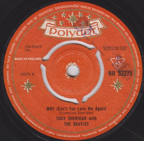 Image of Back Cover of 3114228C: 7" - THE BEATLES, Cry For A Shadow/Why (Can't You Love Me Again) (Polydor; NH 52275, UK 1964, Plain Sleeve, Push Out Centre. Mono.) Strong VG  /VG