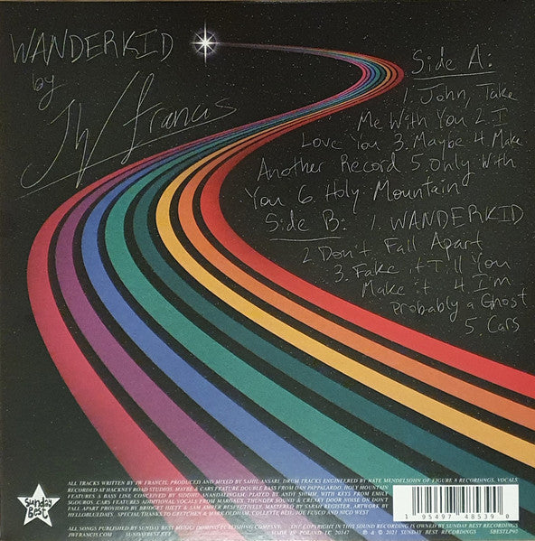 Image of Back Cover of 3114318C: LP - JW FRANCIS, Wanderkid (Sunday Best Recordings; SBESTLP92, Poland 2021, Translucent Pink Vinyl) Light sleeve creases  VG/VG+