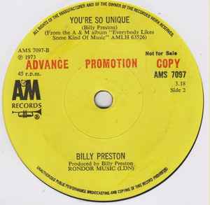 Image of Back Cover of 3154084S: 7" - BILLY PRESTON, How Long Has The Train Been Gone (A&M Records; AMS 7097, UK 1974, Promo, Plain Sleeve)   /VG+