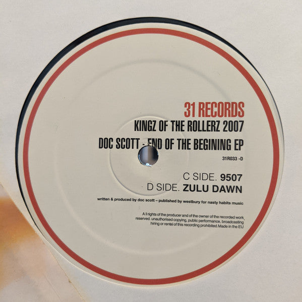 Image of Back Cover of 2x12" EP - VG/VG+ - DOC SCOTT, End Of The Beginning EP (31 Records; 31R033, UK 2007, Company Sleeve), , A - Tokyo DuskB - Jungle JungleC - 9507D - Zulu Dawn - 2926222E