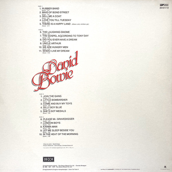 Image of Back Cover of 3124370E: 2xLP - DAVID BOWIE, David Bowie (Decca; 261011/12, France 1979, Gatefold)   VG/VG+