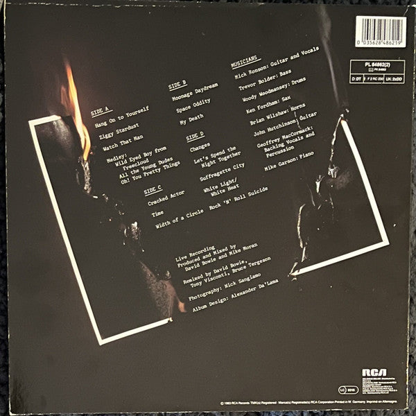 Image of Back Cover of 3124372E: LP - DAVID BOWIE, Ziggy Stardust - The Motion Picture (RCA; PL 84862 (2), UK & Europe 1983) Some creases on cover and mildly dented corners.  VG/VG+