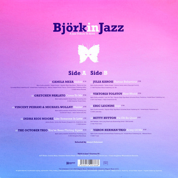 Image of Back Cover of 3224011E: 12" - VARIOUS, Bj rk In Jazz - A Jazz Tribute To Bj rk (Wagram Music; 3420786, France 2022, Picture Sleeve) Still In Shrinkwrap  VG+/VG+