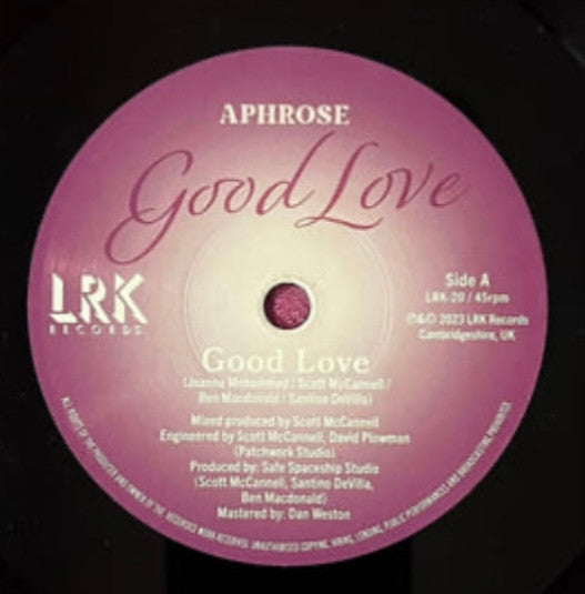 Image of Front Cover of 3254008S: 7" - APHROSE, Good Love / Ya Ya (LRK Records; LRK-20, UK 2023, Plain sleeve) Strong VG+.  /VG+