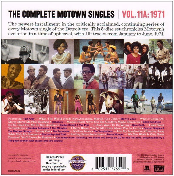 Image of Back Cover of 3214063C: 6xCD+7" - VARIOUS, The Complete Motown Singles | Vol. 11A: 1971 (Hip-O Select; B0011579-02, US 2008, Book Sleeve, CDx5 + 7") SEALED  EX/M