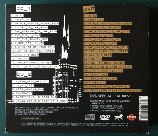 Image of Back Cover of 3234015E: 3xCD - JONATHAN JACKSON AND ENATION, Live From Nashville (Hilasterion Records/Enation, LLC; HR16002, US 2016, Quadruple Digipak, 2 CDs and DVD)   VG+/VG+