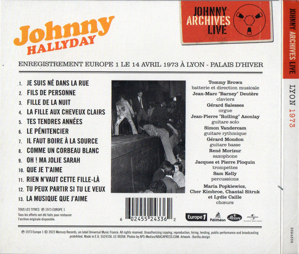 Image of Back Cover of 3234026E: CD - JOHNNY HALLYDAY, Lyon Palais D'hiver 14 Avril 1973 (Label Panth on; 5524336, Europe 2023, Digipak)   VG+/EX