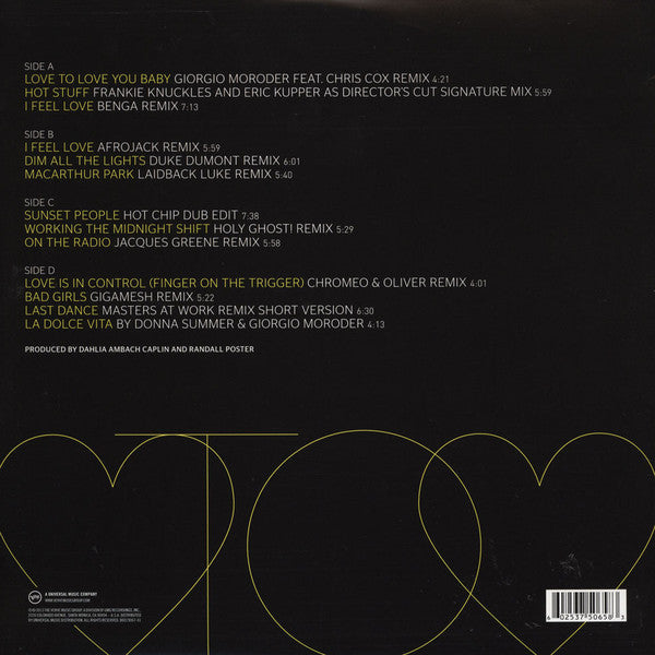 Image of Back Cover of 3224126E: 2xLP - DONNA SUMMER, Love To Love You Donna (Verve Records; 0602537506583, Europe 2013, Gatefold)   VG+/EX