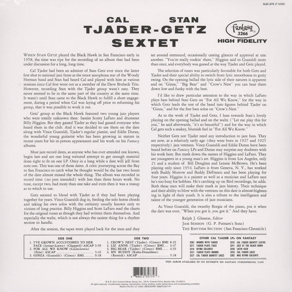 Image of Back Cover of 3224127E: LP - CAL TJADER, STAN GETZ, Cal Tjader-Stan Getz Sextet (Universal Music Group International; 0888072357747, Europe 2014 Reissue, Picture Sleeve)   VG+/VG