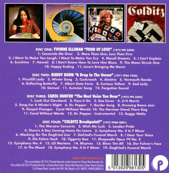 Image of Back Cover of 3234035E: 4xCD - YVONNE ELLIMAN / BUDDY BOHN / CAROL HUNTER, VARIOUS, Purple People Vol 1 (Purple Records; PURPLEBOX013, UK 2017, Box Set)   VG+/EX