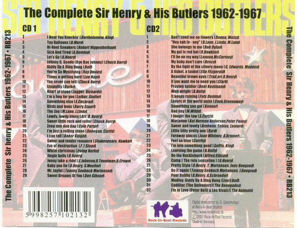 Image of Back Cover of 3234102E: CD - SIR HENRY & HIS BUTLERS, The Complete Sir Henry & His Butlers 1962-1967 (Rock-In-Beat-Records; RB213, Germany 2001)   VG+/VG+