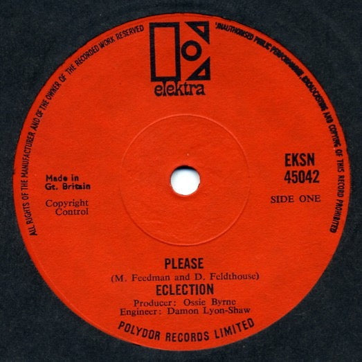 Image of Front Cover of 3214223C: LP - ECLECTION, Please/St. Georg And The Dragon (Elektra; EKSN 45042, UK 1968)   /VG+