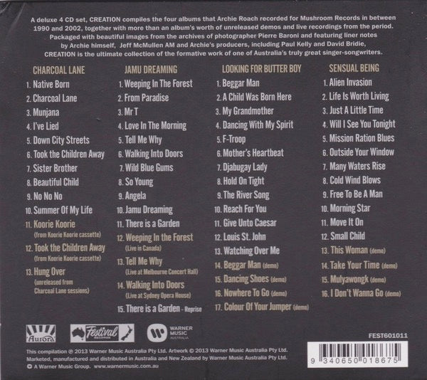 Image of Back Cover of 3214252C: 4xCD - ARCHIE ROACH, Creation (Aurora; FEST601011, Australia 2013, Slipcase)   VG+/VG+