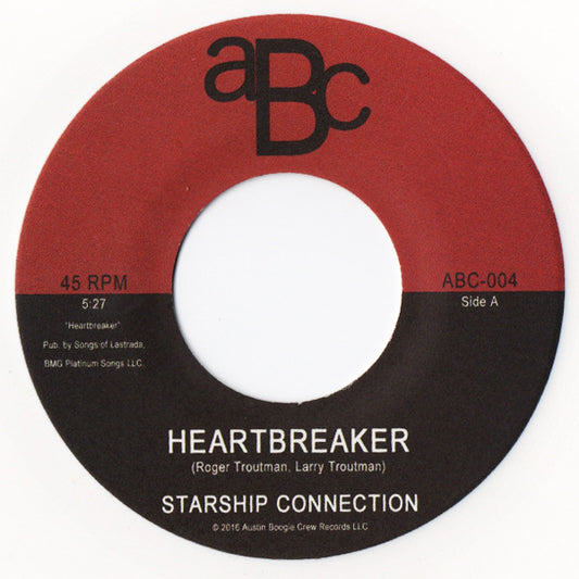 Image of Front Cover of 3254059S: 7" - STARSHIP CONNECTION, Heartbreaker / Do It 4 U (Austin Boogie Crew Records; ABC-004, US 2016, Plain Sleeve, White Vinyl)   /VG+