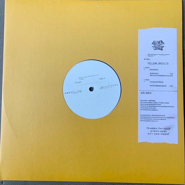 Image of Front Cover of 3214334C: 12" - ARBEID ADELT! / HIEROGLYPHIC BEING, Death Disco / An Astronomical Object (Yellow Jackets; YJ005, Italy 2022, Stickered Yellow Sleeve)   VG+/VG+