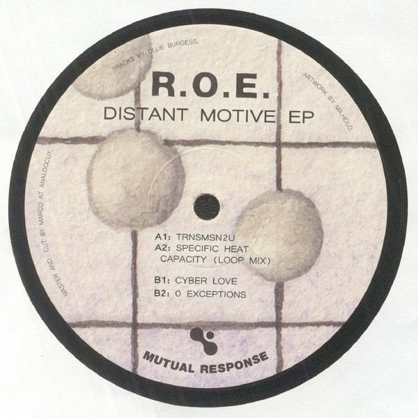 Image of Front Cover of 12" - /VG - R.O.E., Distant Motive EP (Mutual Response; MUTR001, UK 2023), ,  - 3546066S