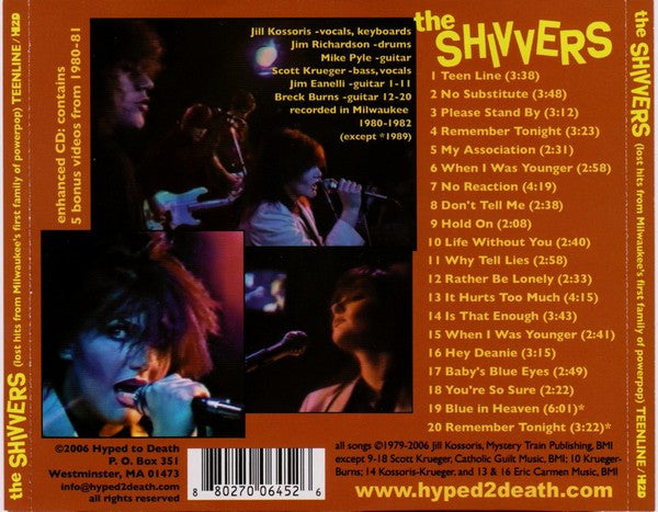 Image of Back Cover of 3234179E: CD - THE SHIVERS, Lost Hits From Milwaukee's First Family Of Powerpop: 1979-82 (Teenline; none, US 2006, Jewel Case, Booklet)   VG/EX