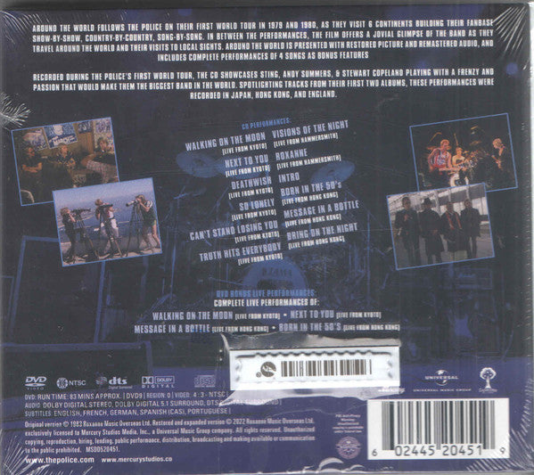 Image of Back Cover of 2xCD - EX/EX - THE POLICE, Around The World (Restored & Expanded) (Mercury Studios; MSDD520451, US 2022, Digipak, Booklet, CD & DVD), , Includes DVD  - 1756272S